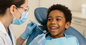 Child receiving free dental care through Healthy Smiles Ontario
