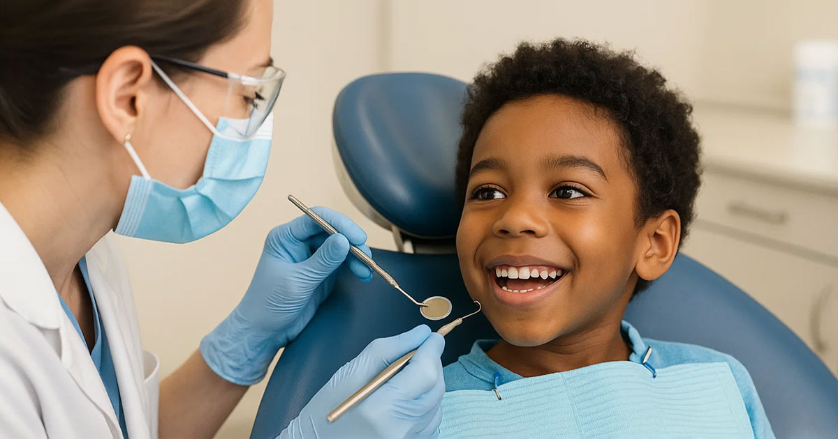 Child receiving free dental care through Healthy Smiles Ontario