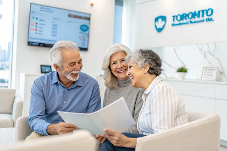 Happy patient using dental coverage for Canadian seniors