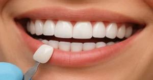A picture of a woman with veneers