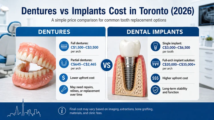 a picture about dentures vs implants
